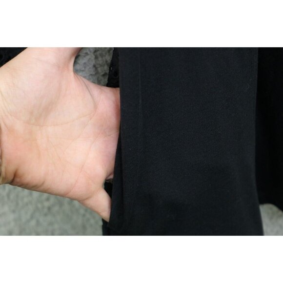 LOGO by Lori Goldstein Black Eyelet Long Cardigan-Size Large-Pockets - Picture 7 of 12